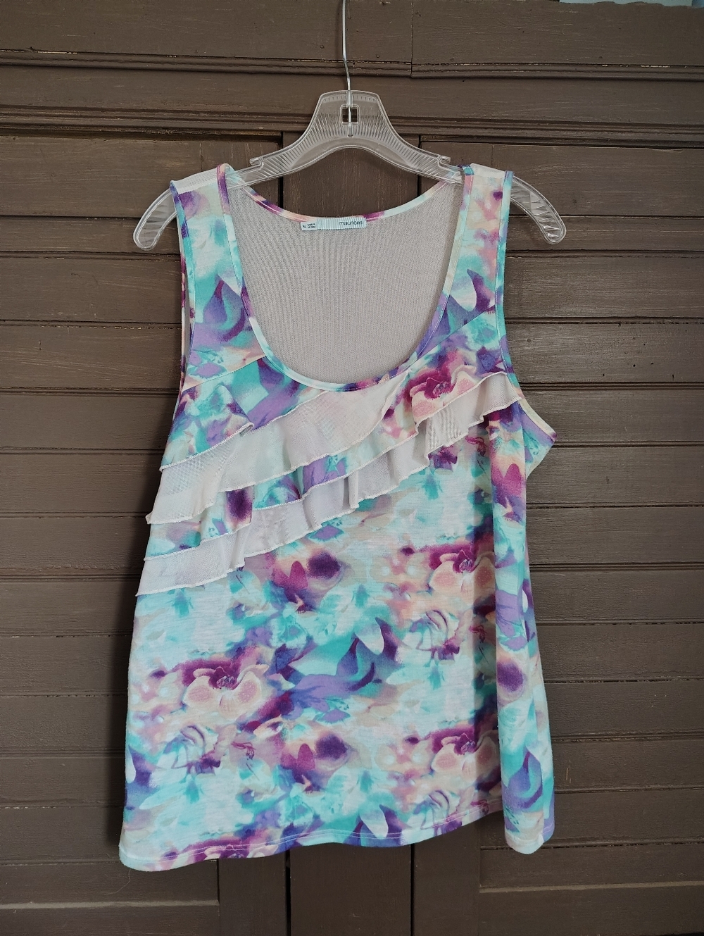 Maurices Colorful Ruffled Tank Top Size XL